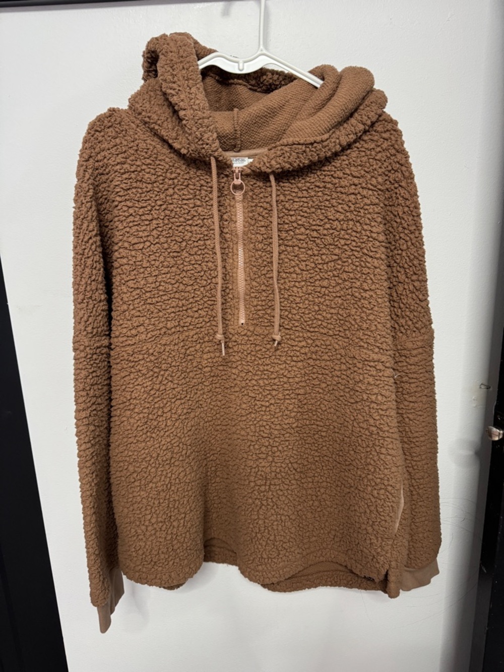 PINK Victoria's Secret Tan Sherpa Quarter Zip Teddy Jacket